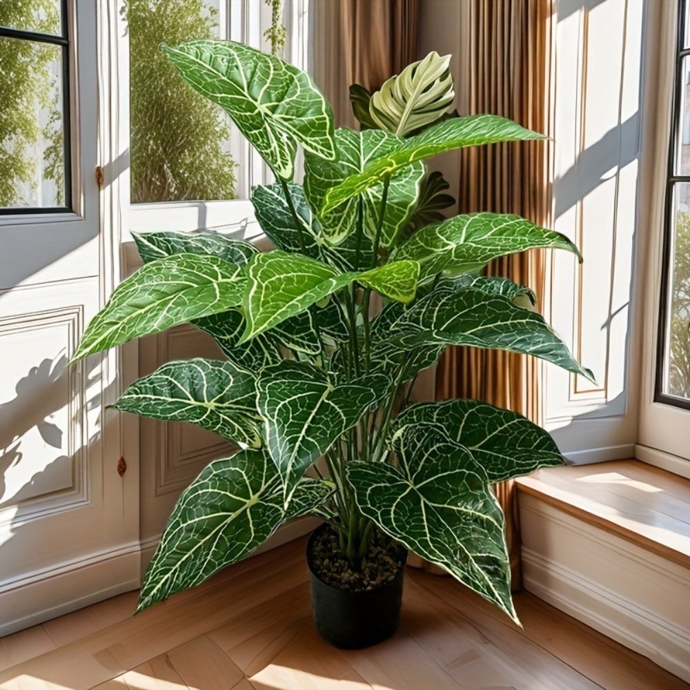 1pc 24 folhas artificial verde - Monstera Adansonii avaliação e preço