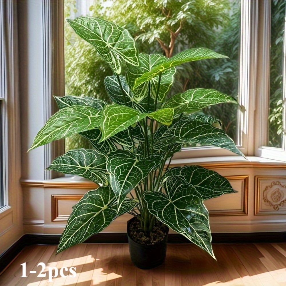 1pc 24 folhas artificial verde - Monstera Adansonii avaliação e preço
